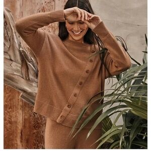 Summersalt The Luxe Cashmere Blend Button Crewneck Sweater Size M